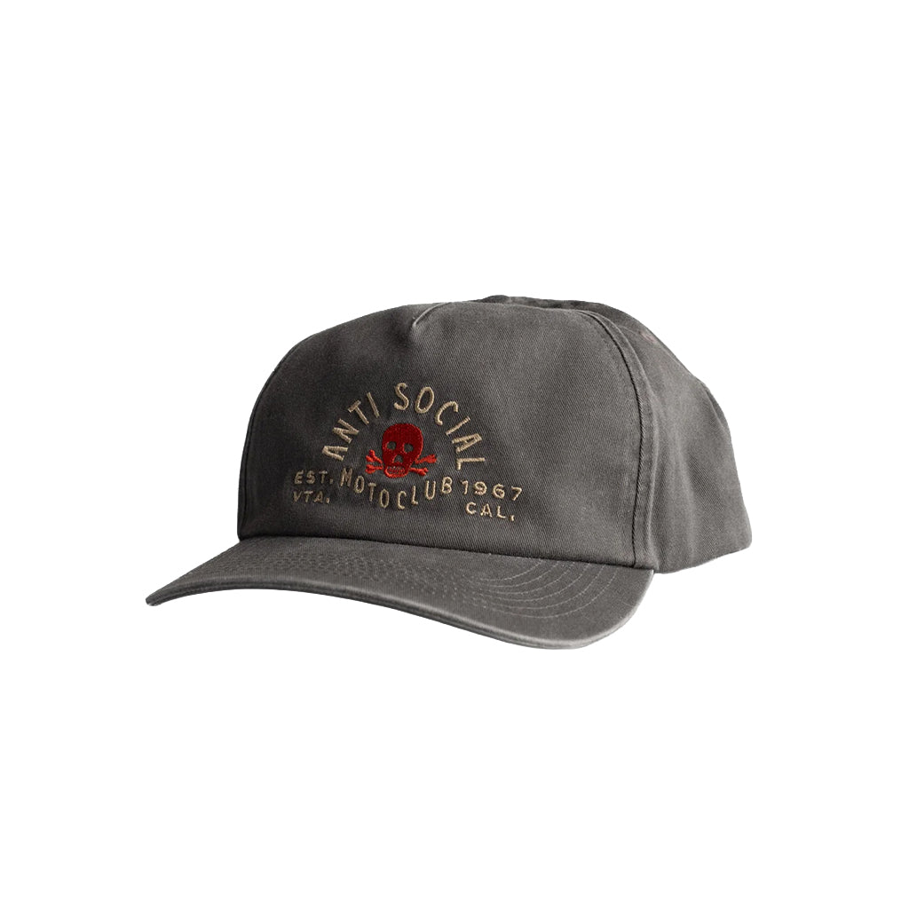 Gray cap with 'Anti Social Hot Club' text on a white background