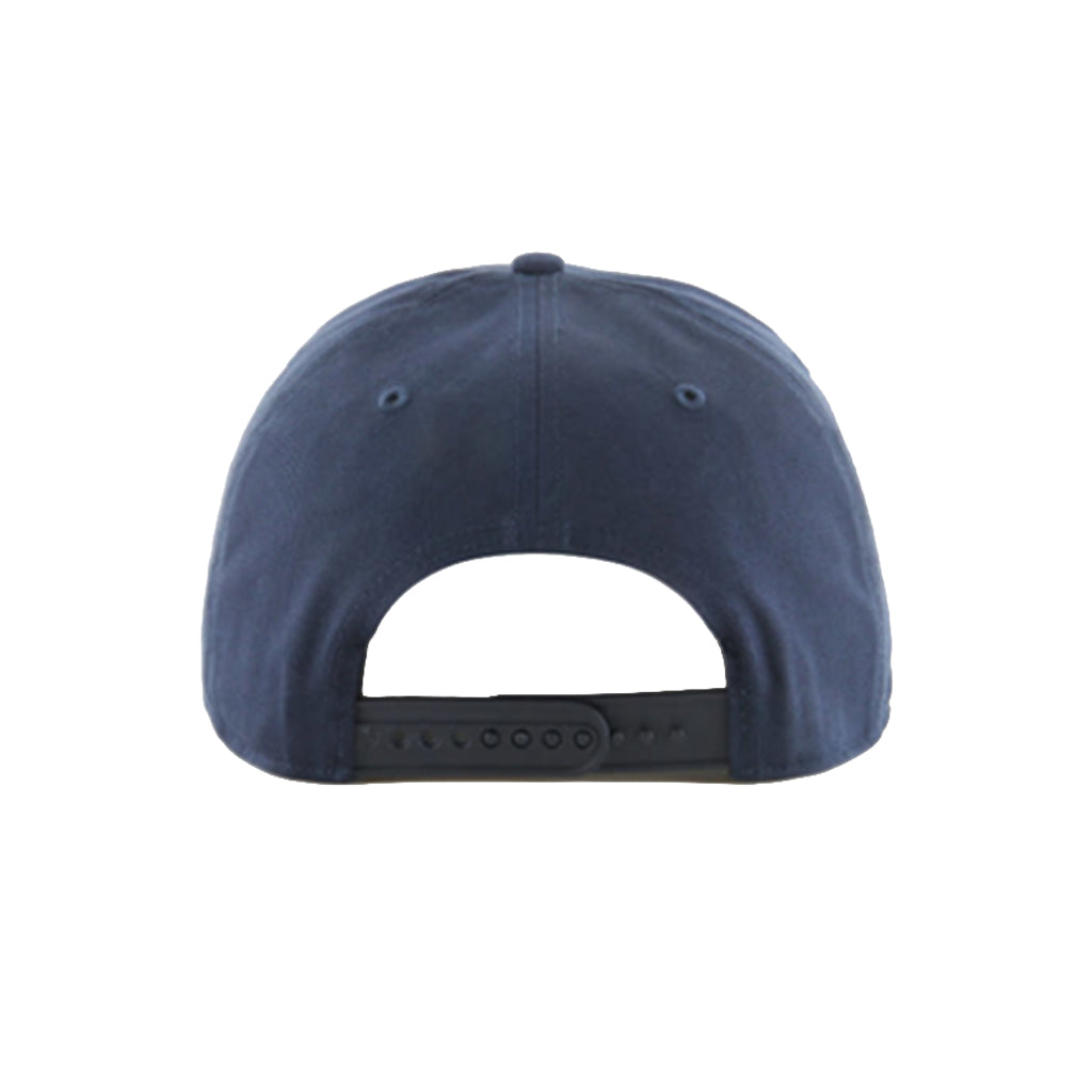 Navy blue baseball cap on a white background