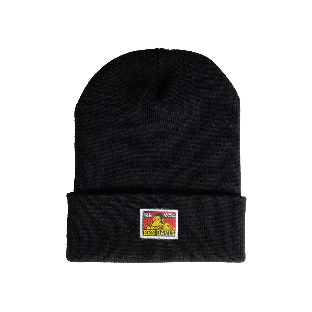 Black beanie with Ben Davis on a white background
