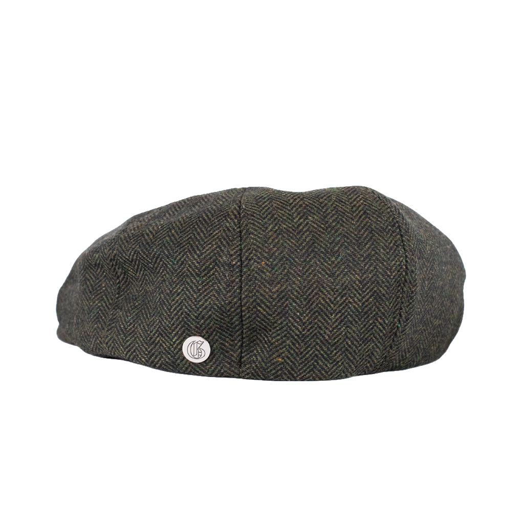Black baseball cap with a small logo on a white background