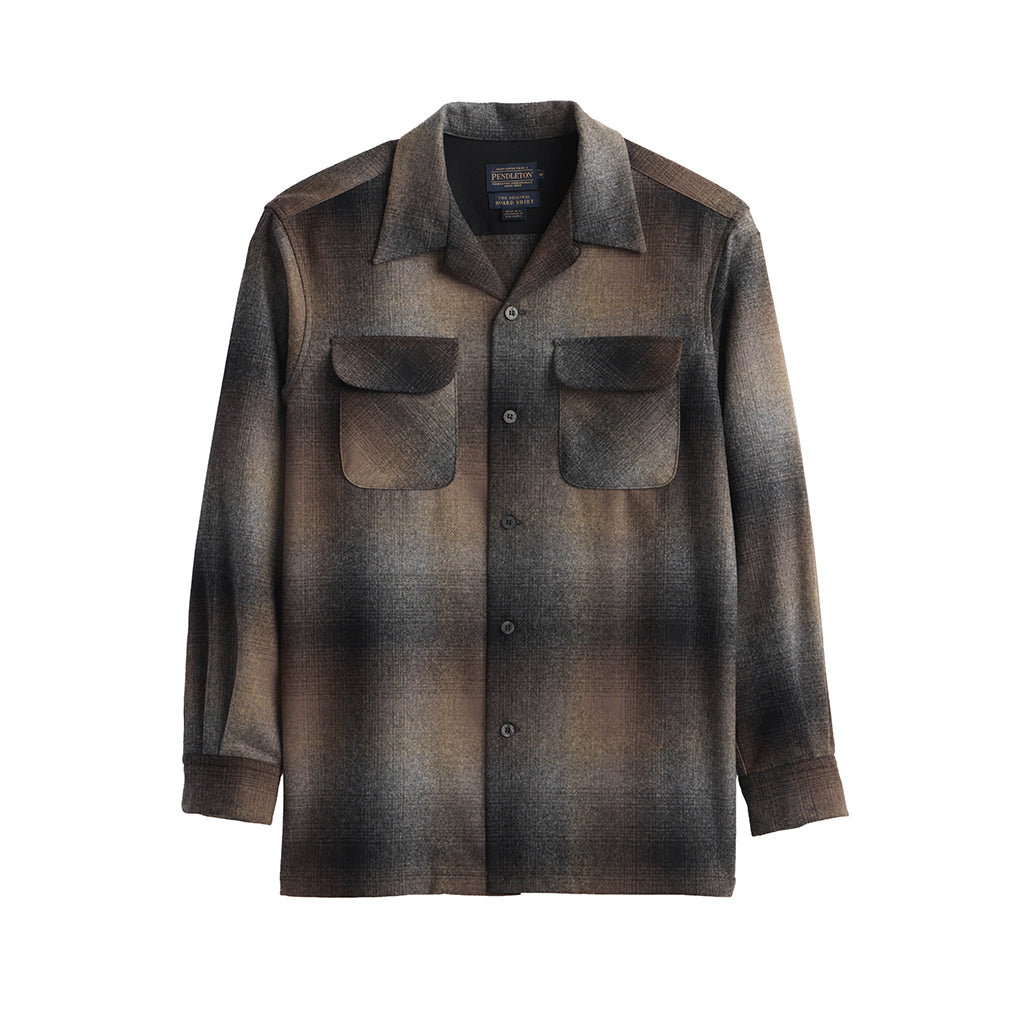 Flannel shirt with two chest pockets on a white background
