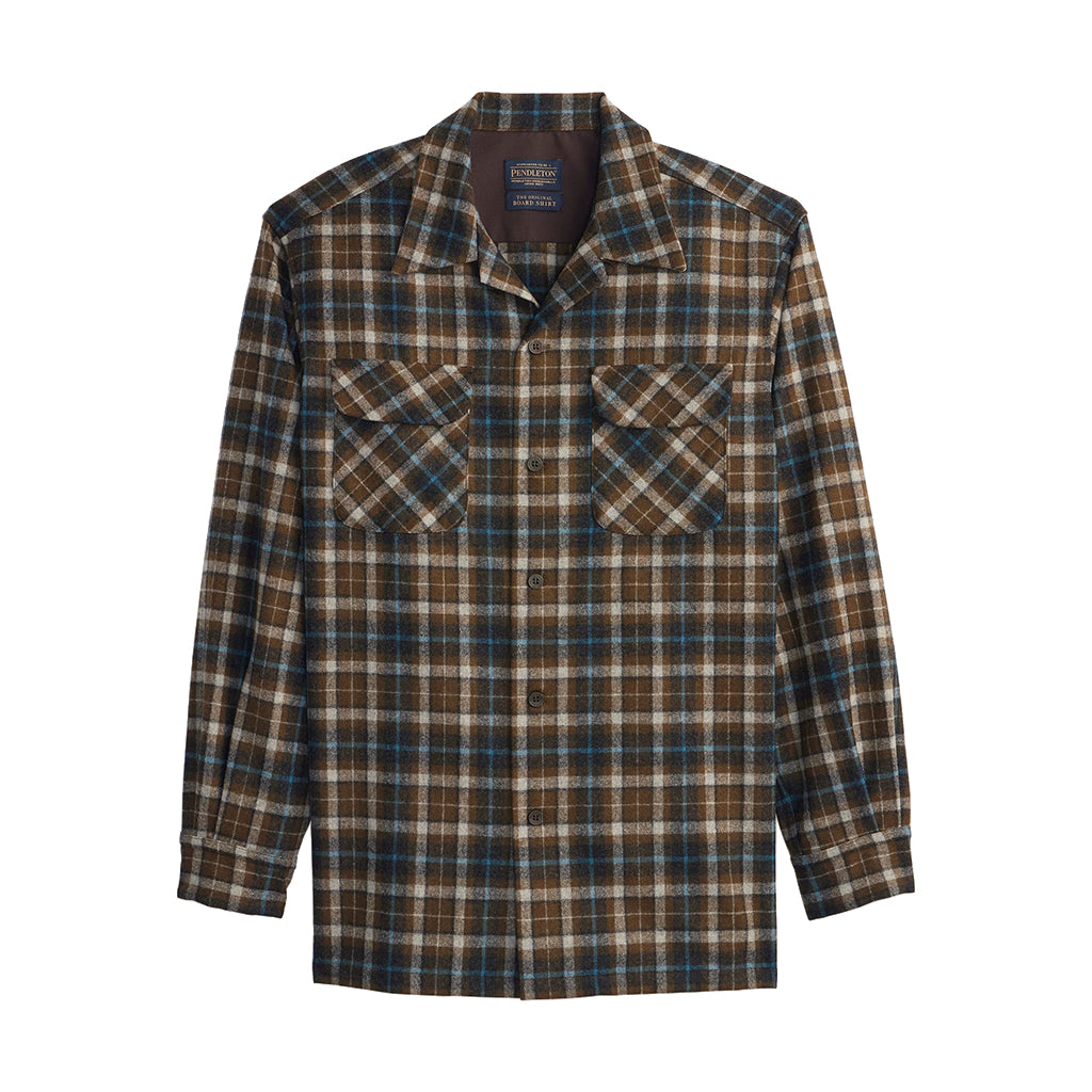Plaid shirt with two front pockets on a white background