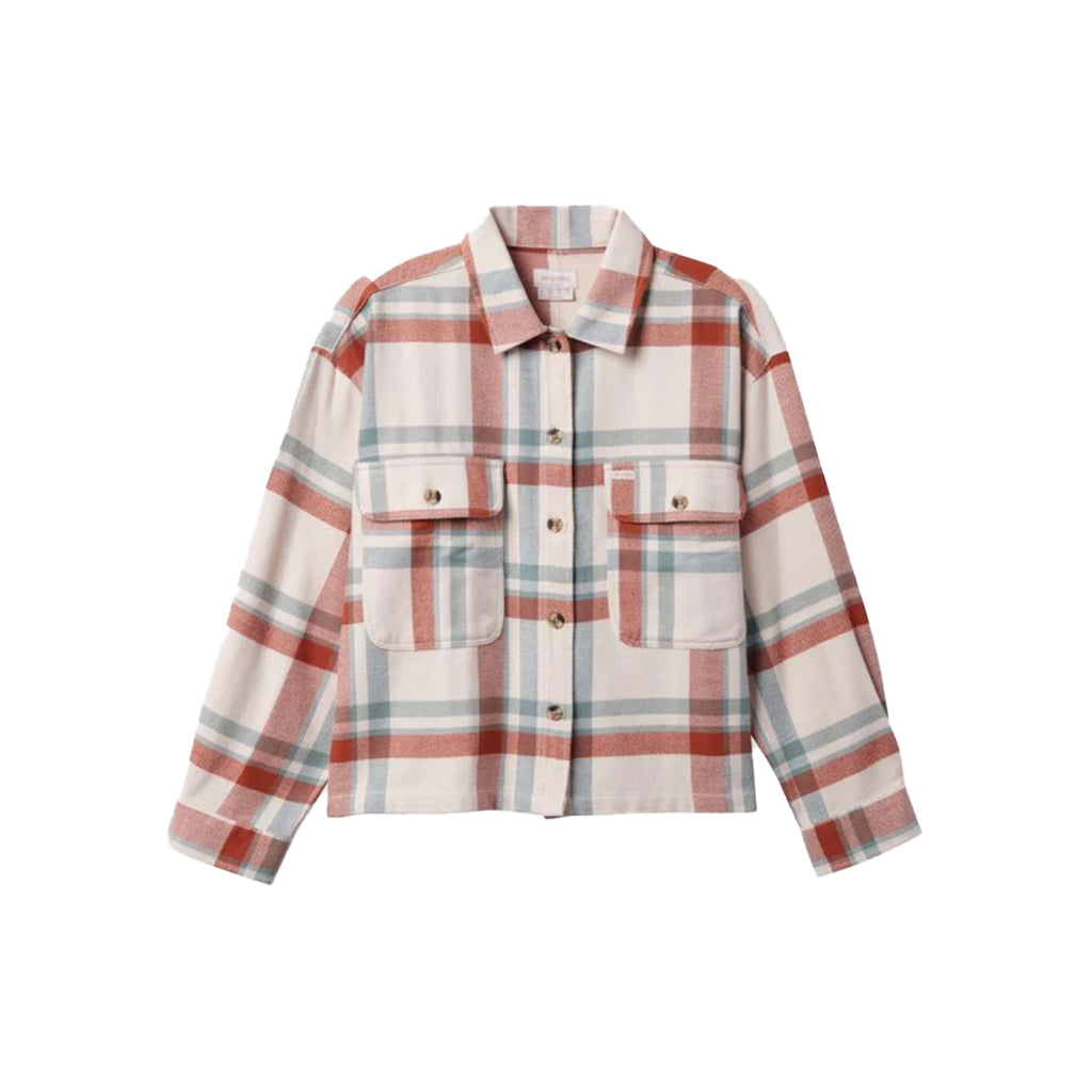 Bowery W LS Flannel White Smoke/Terracotta