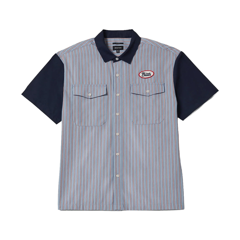 Brixton | Builder Olson S/S Woven Blue Aura Stripe | Shirt