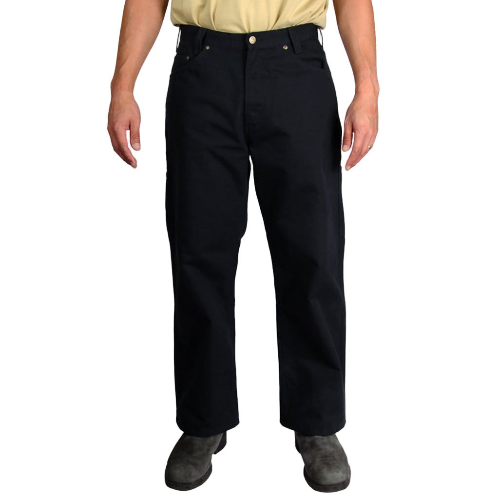 Person wearing black pants on a white background