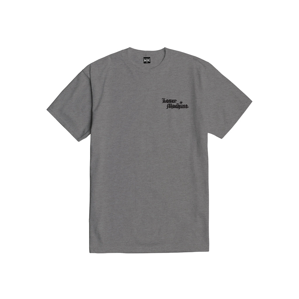 Gray t-shirt with 'Lower Machine' logo on a white background