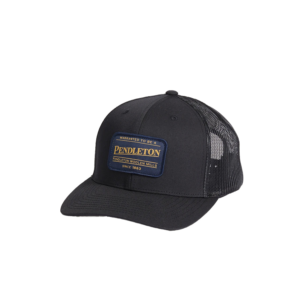 A black Pendleton trucker hat with a visible brand patch on the front.
