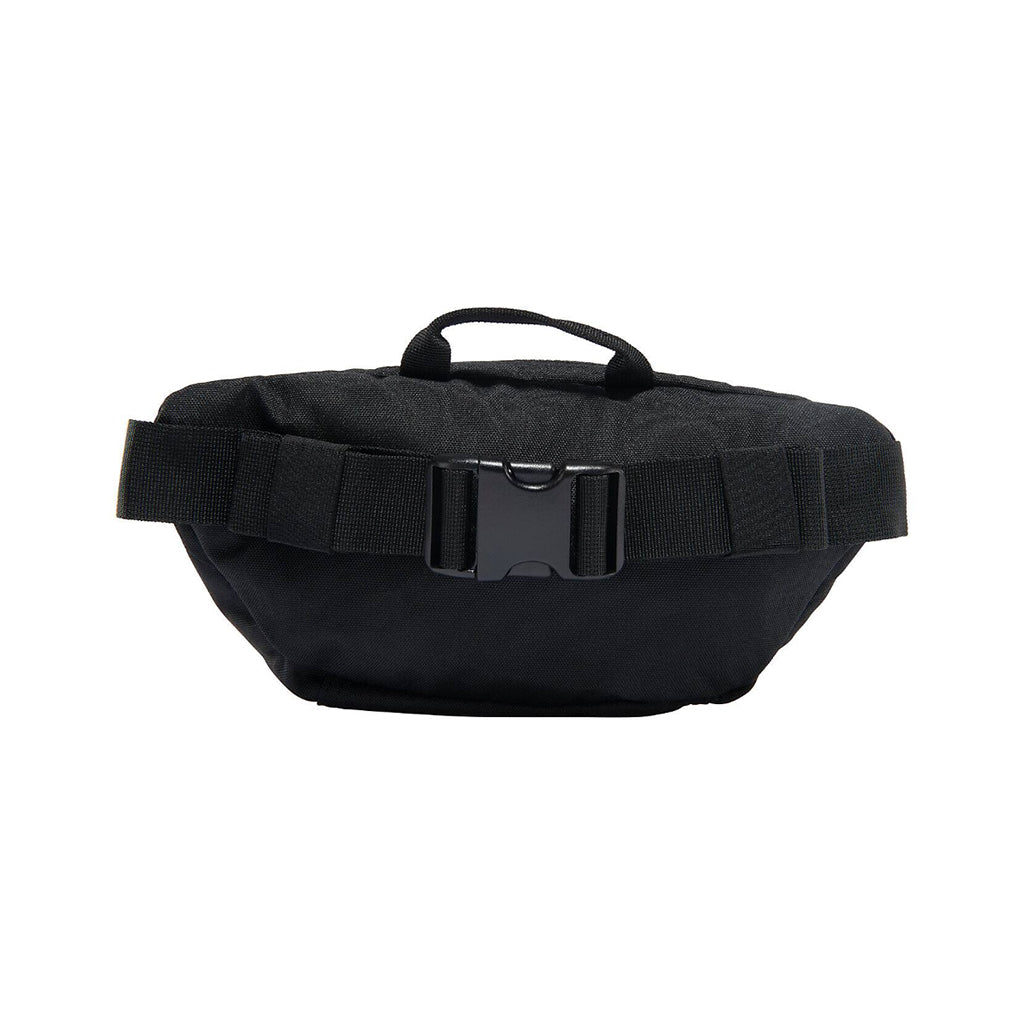 Black waist bag on a white background