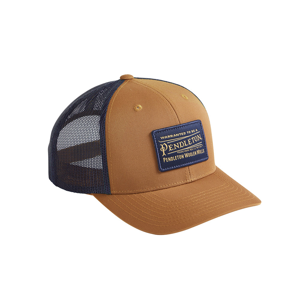 Brown and navy cap with Pendleton logo on a white background
