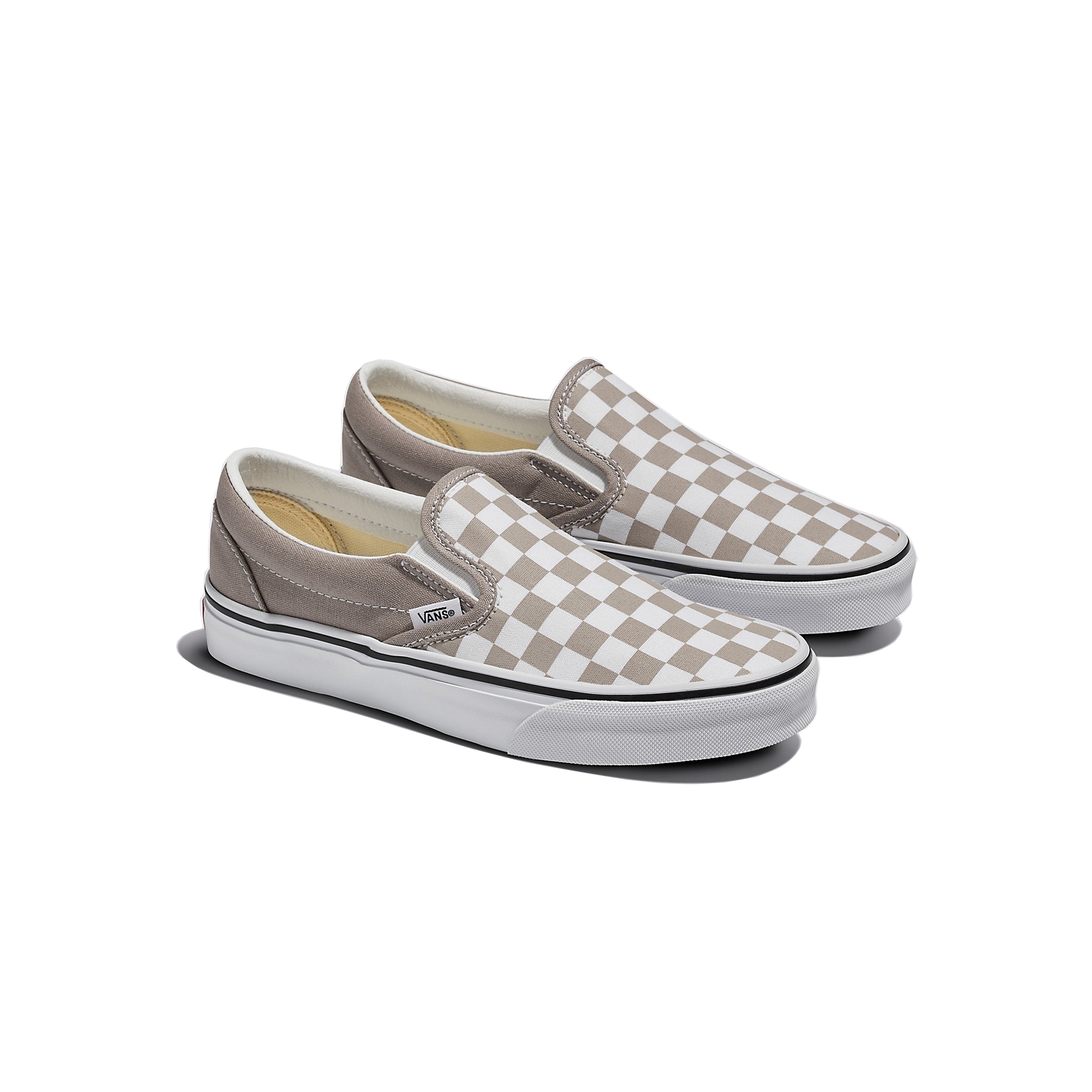 Checkerboard slip on vans grey online