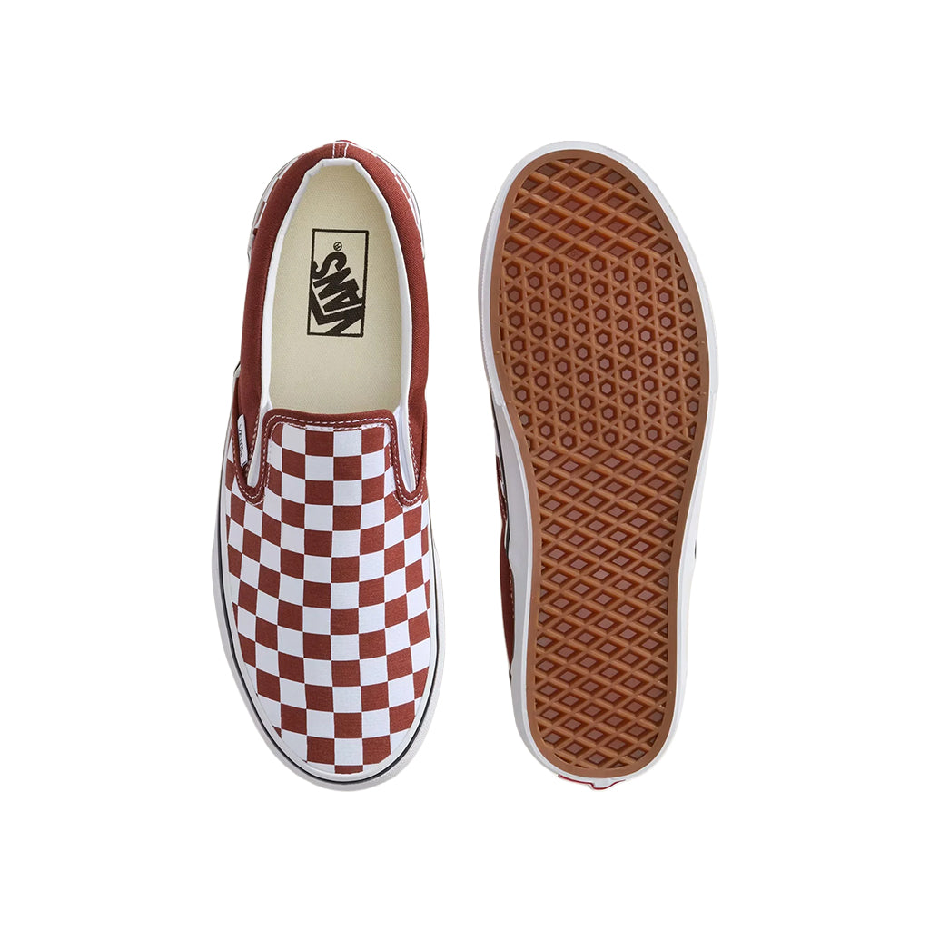 Sneaker with checkered pattern on a white background