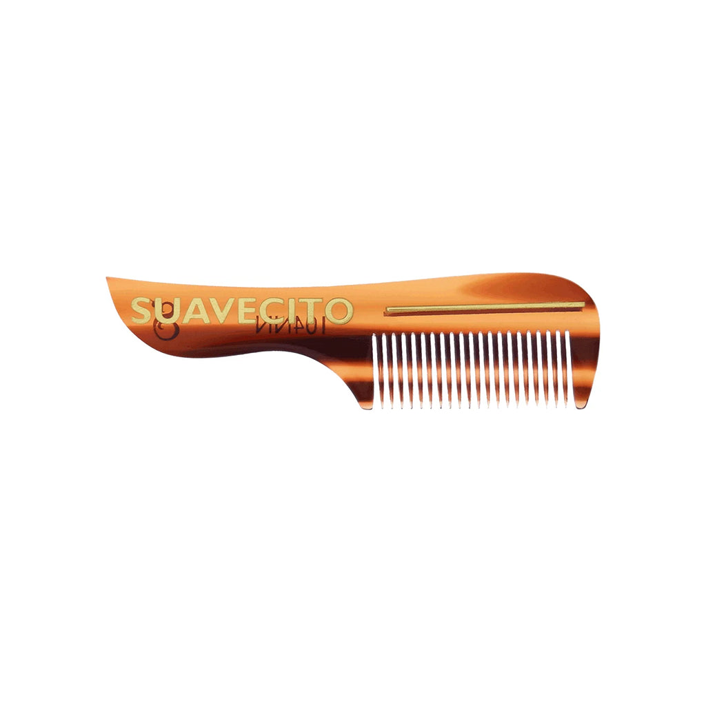 Deluxe Amber Mustache Comb on a white background