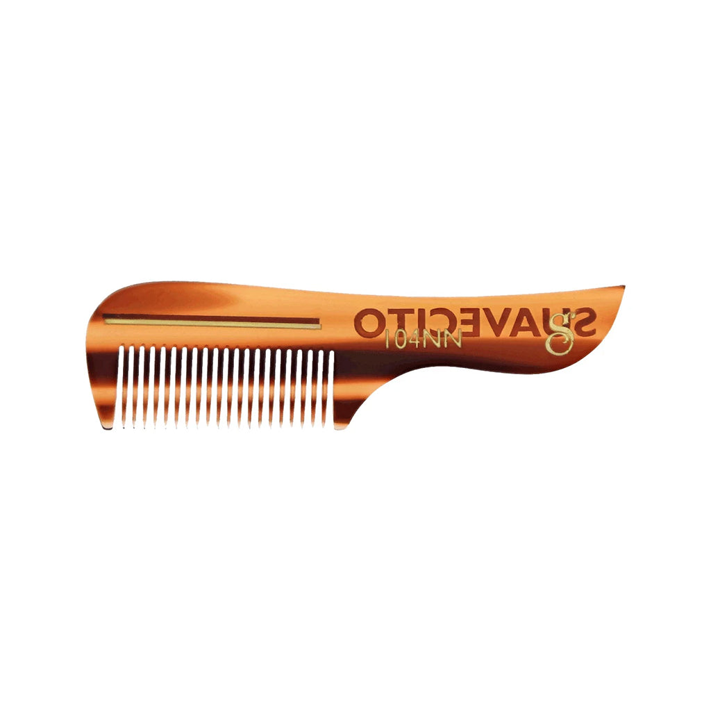 Deluxe Amber Mustache Comb on a white background
