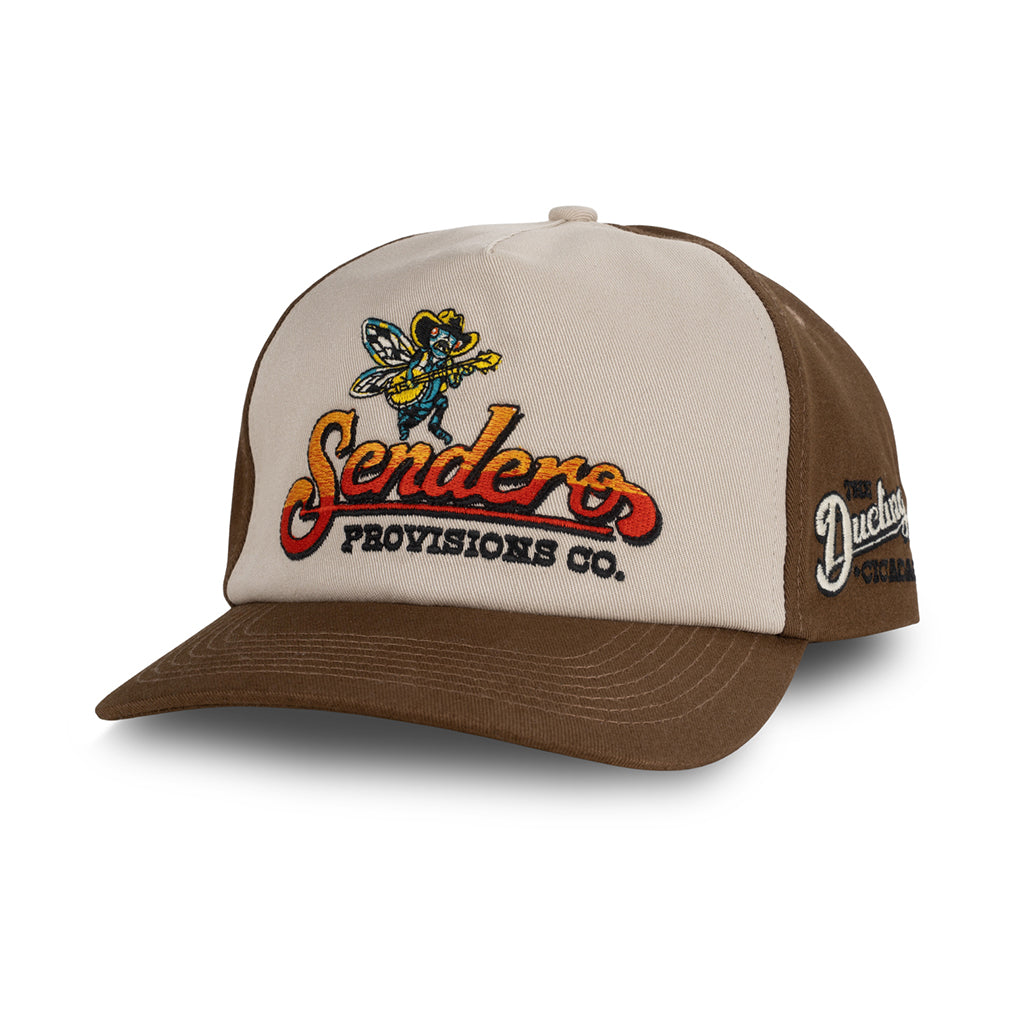 Brown and beige cap with Sendero Provisions Co. logo on a white background