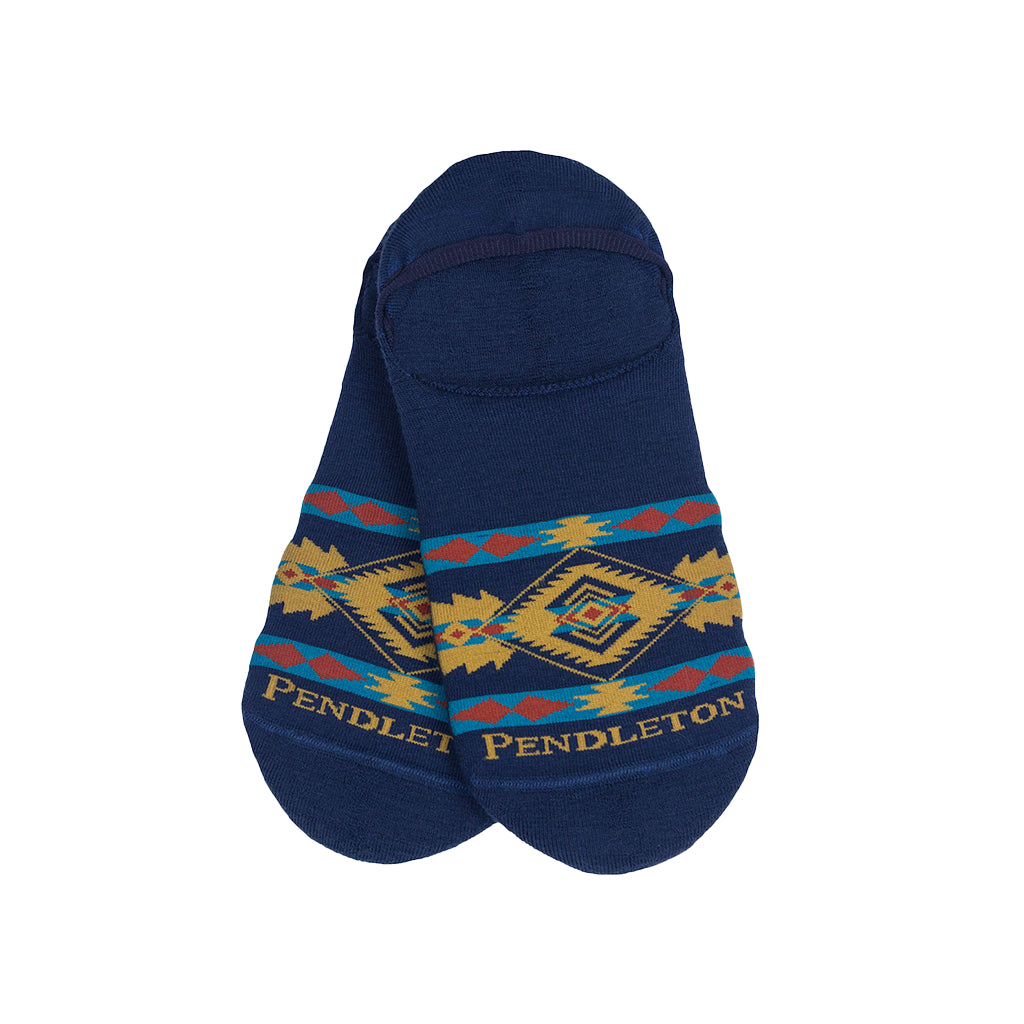 Navy blue sock with Pendleton pattern on a white background