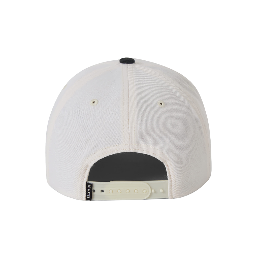 Back of a white snapback on a white background
