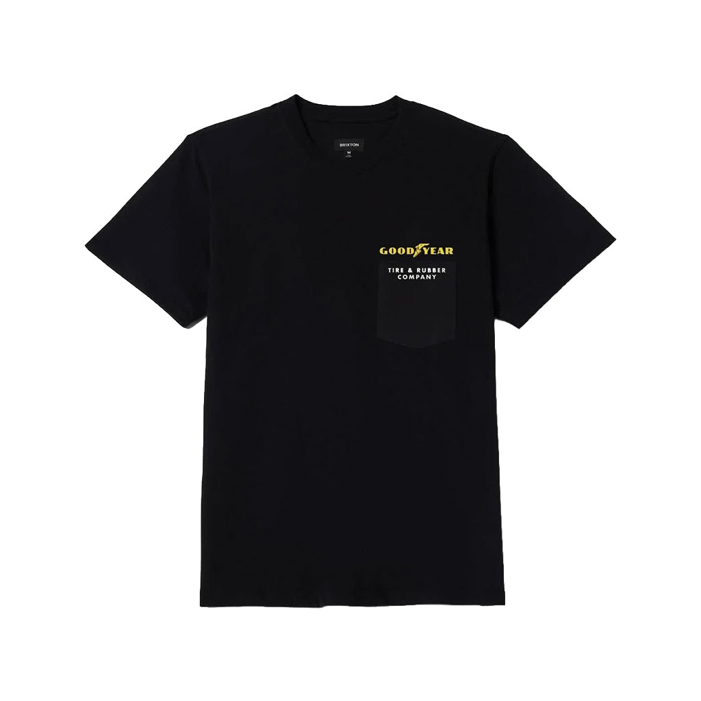 Black t-shirt with Goodyear logo on a white background