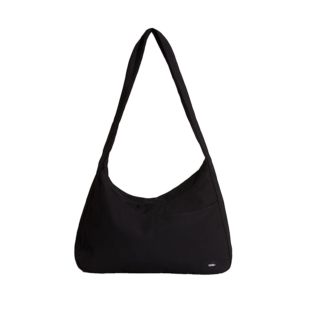 Black shoulder bag on a white background