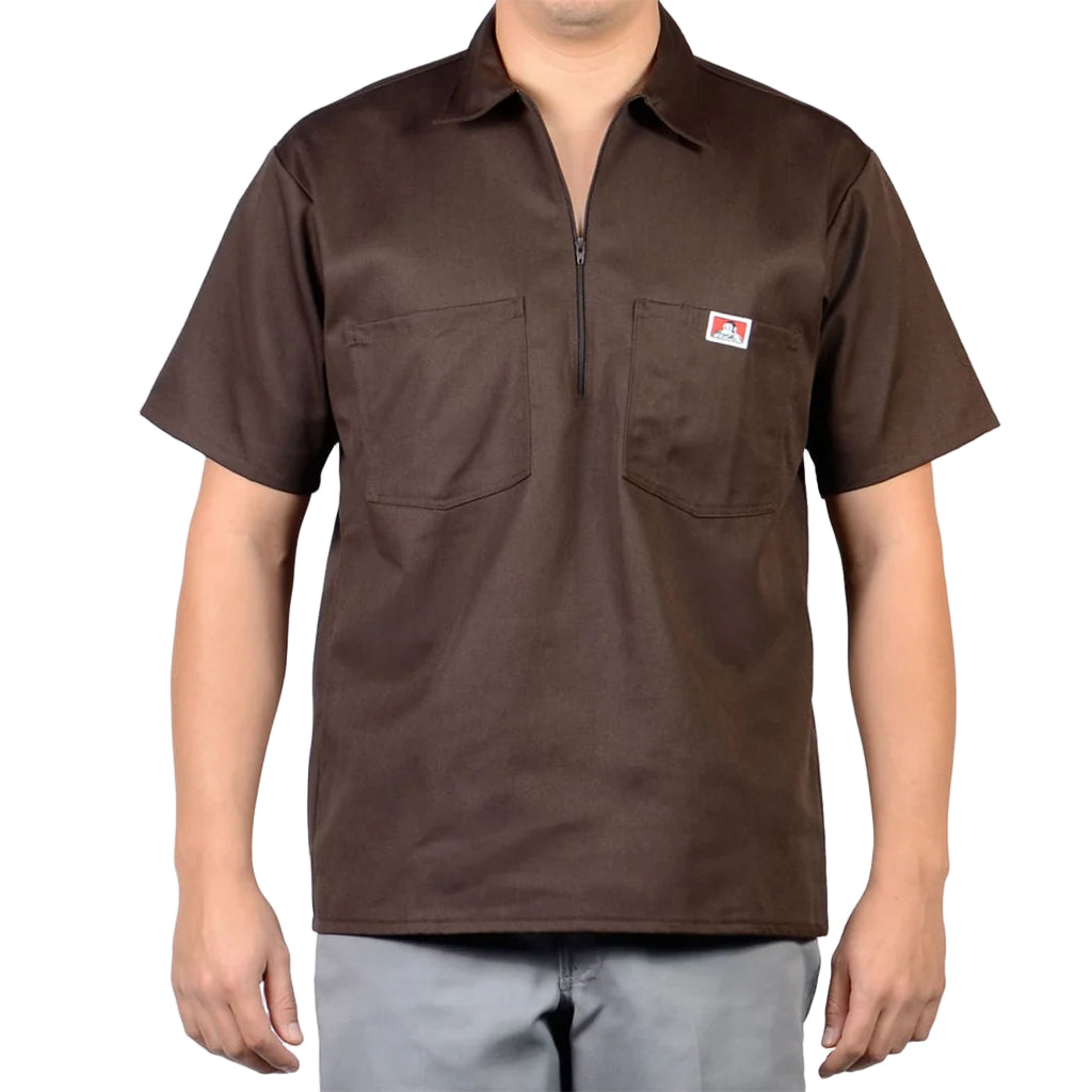 Half Zip Short Sleeve Brown
