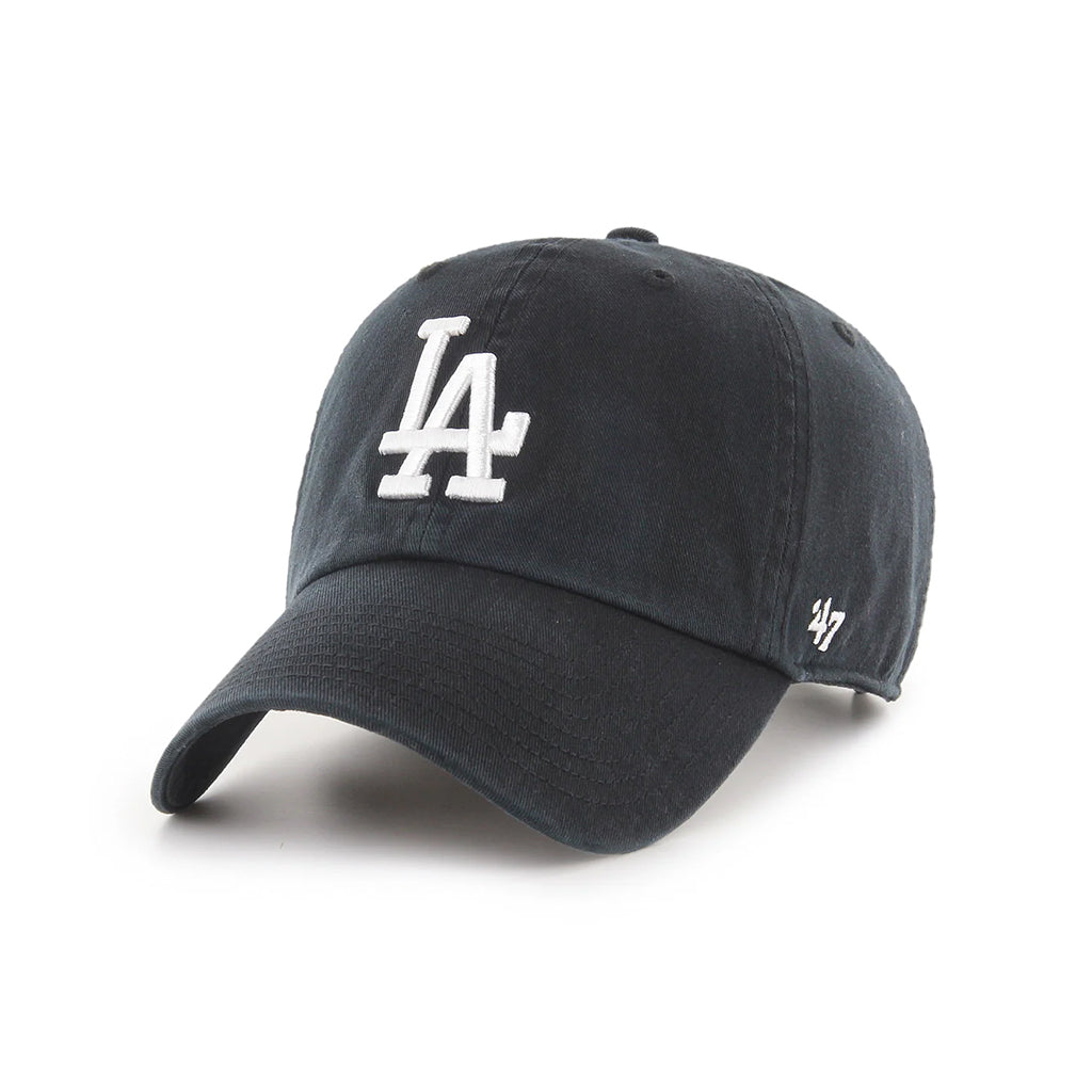 Black baseball cap with LA logo on a white background