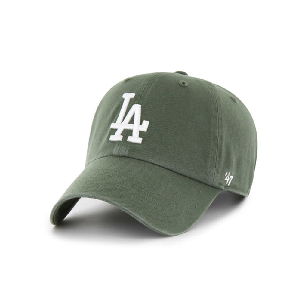 Green baseball cap with LA logo on a white background