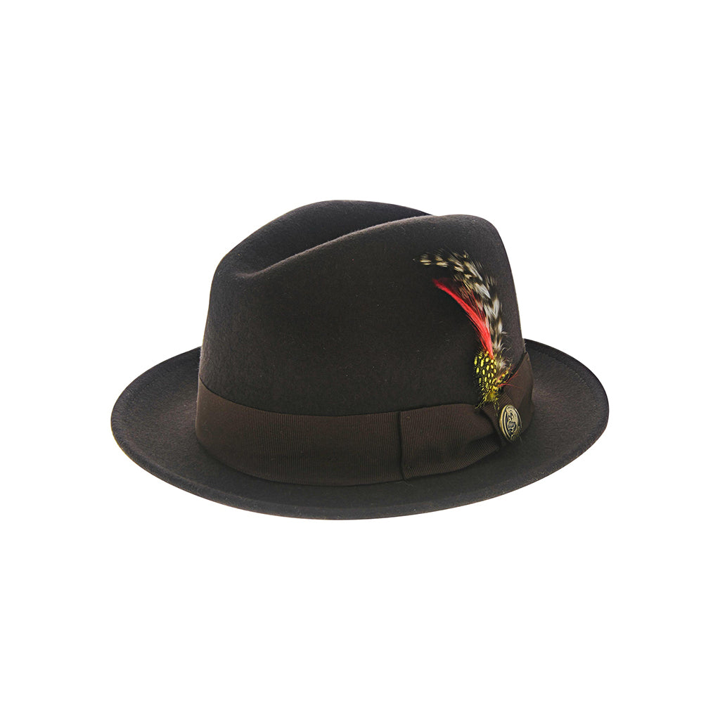 Wool  Black Fedora with Brown Band The Bowery | Fine Australian Wool Fedora Hat | Black with  main image 3