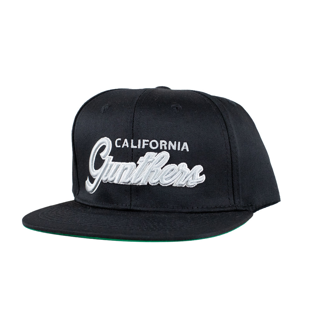 Black cap with 'California Gunthers' text on a white background