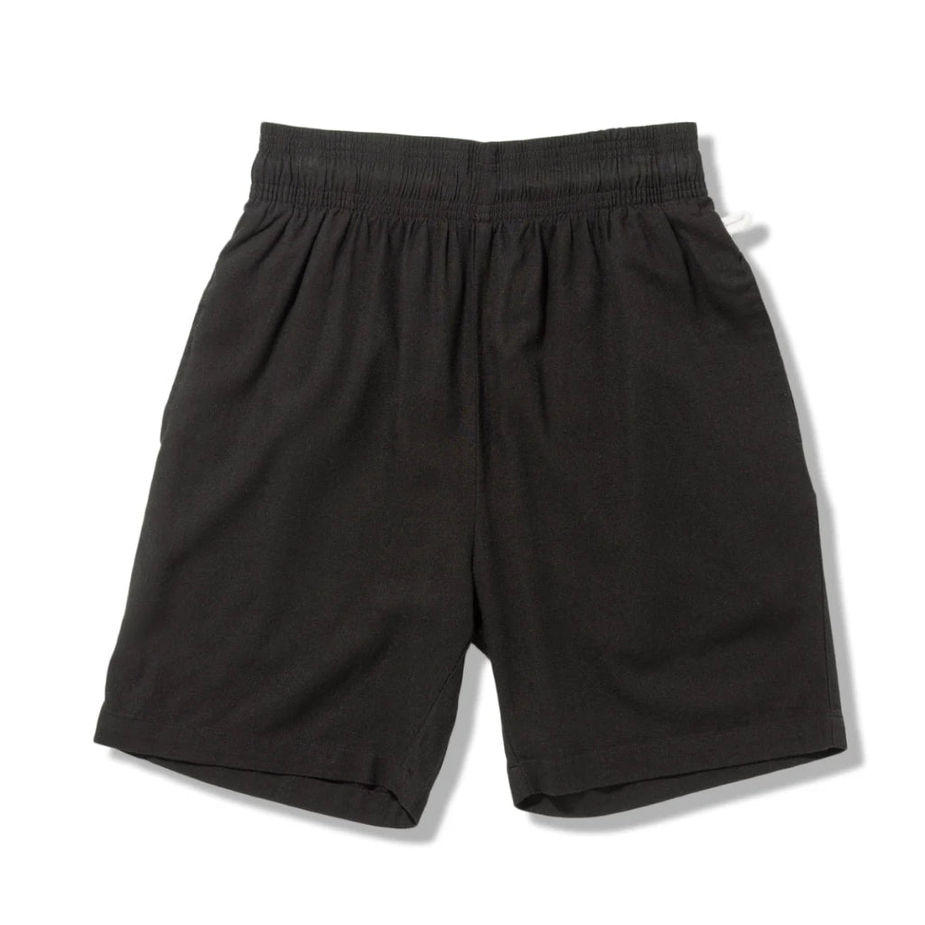 Black shorts on a white background.