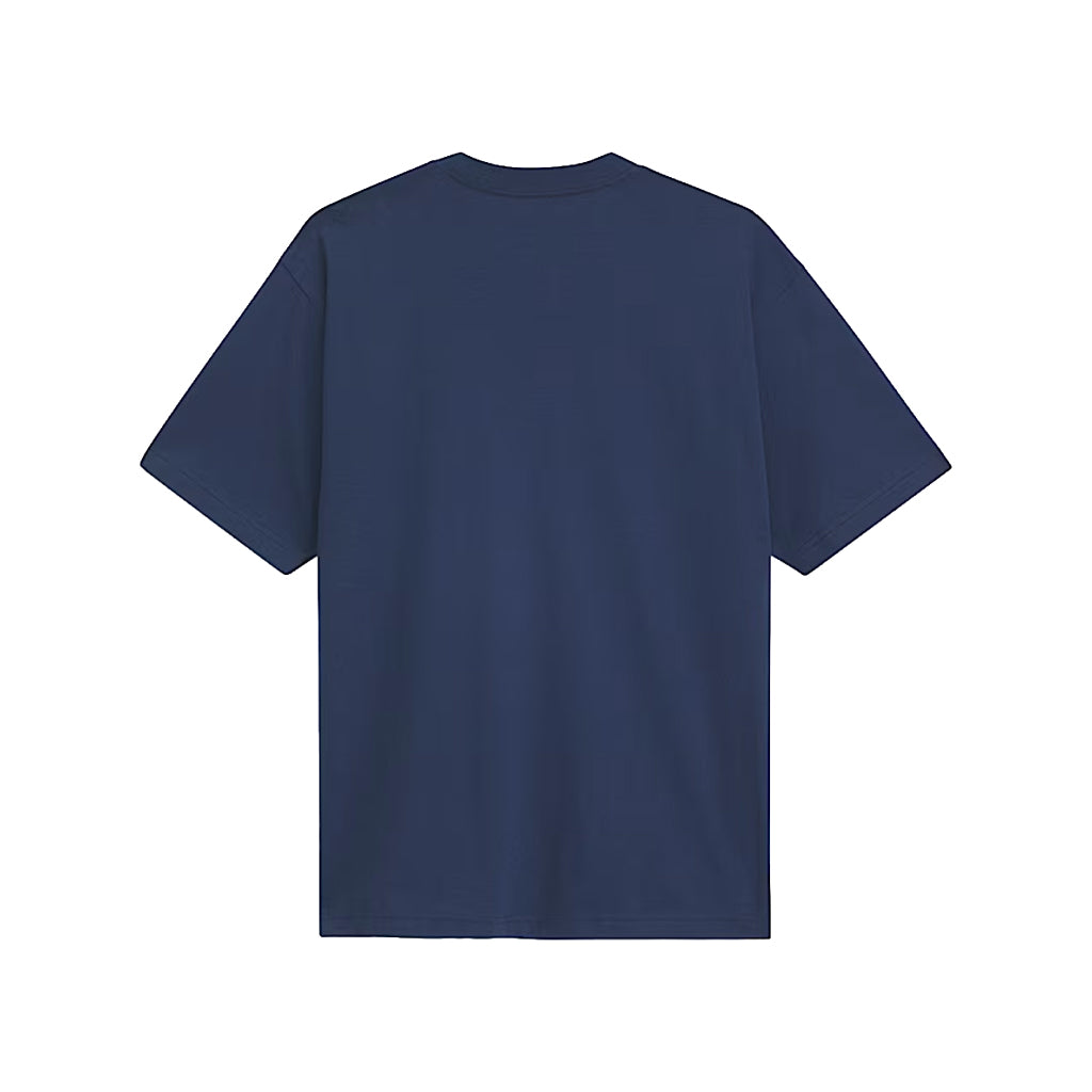 Navy blue t-shirt on a white background