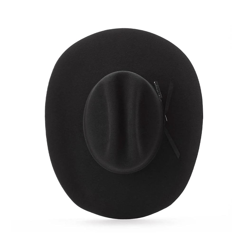 Black fedora hat on a white background