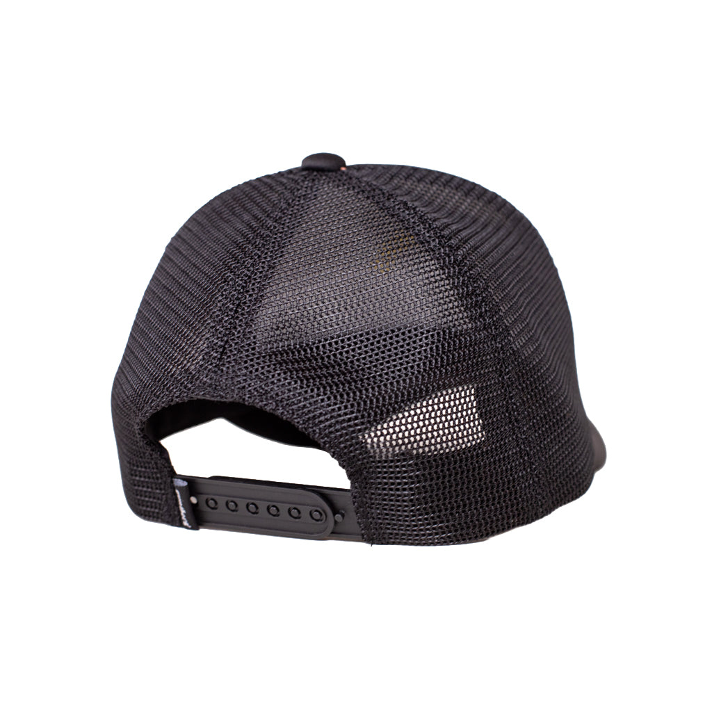 Black mesh cap on a white background