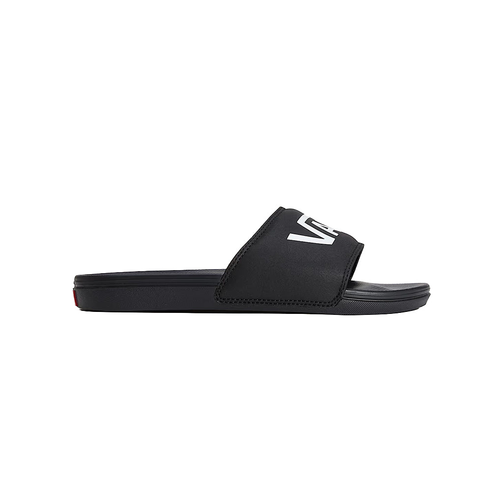 Side view of the Black Vans Slide.