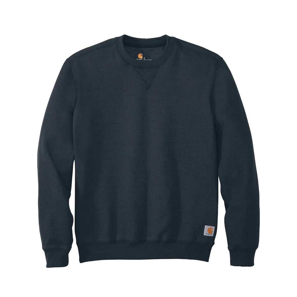 Navy blue sweatshirt with Carhartt logo on a white background