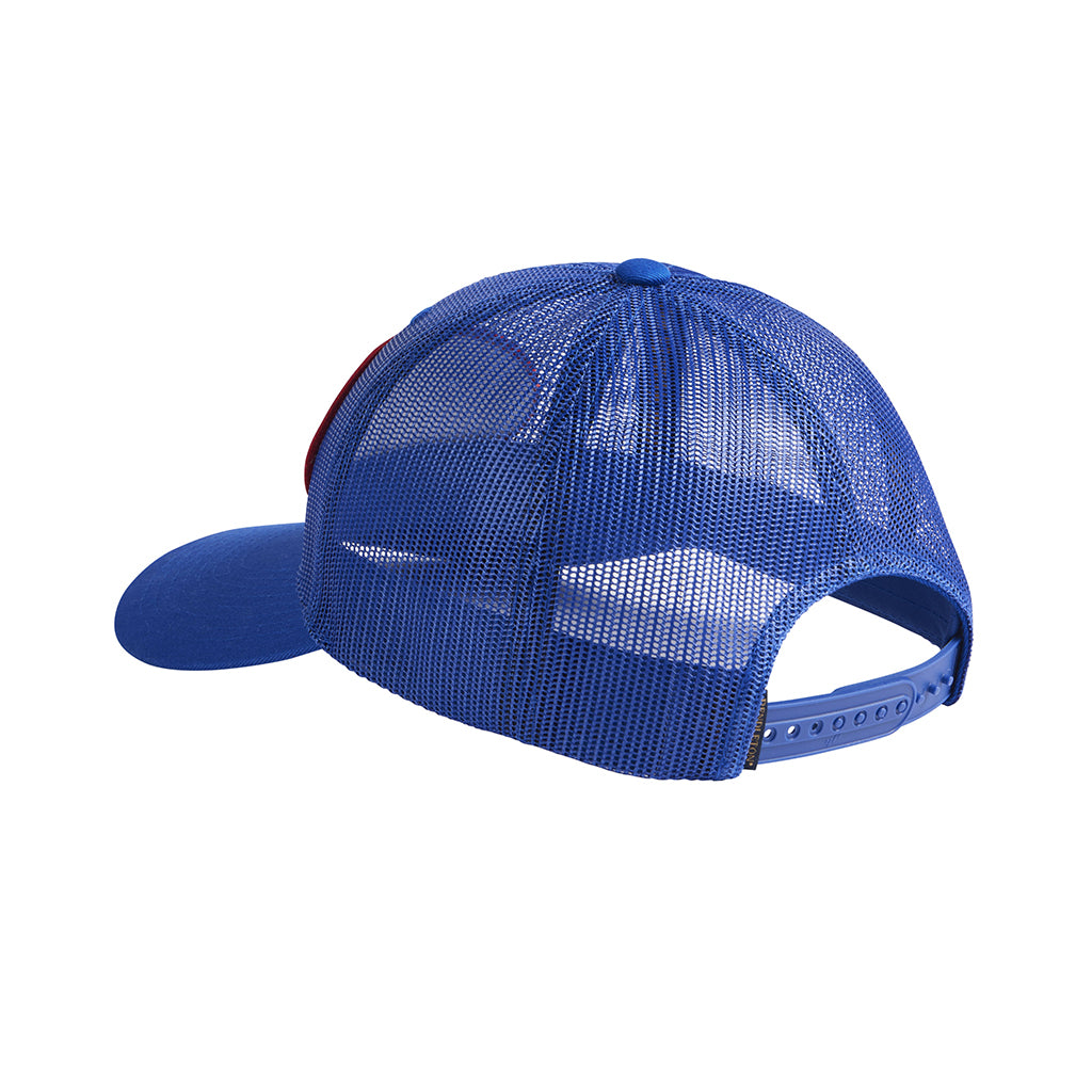 Blue mesh cap on a white background