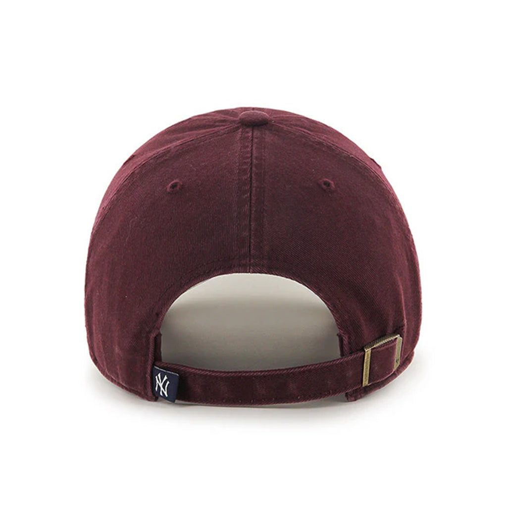 Maroon baseball cap with a brand logo on the back against a white background