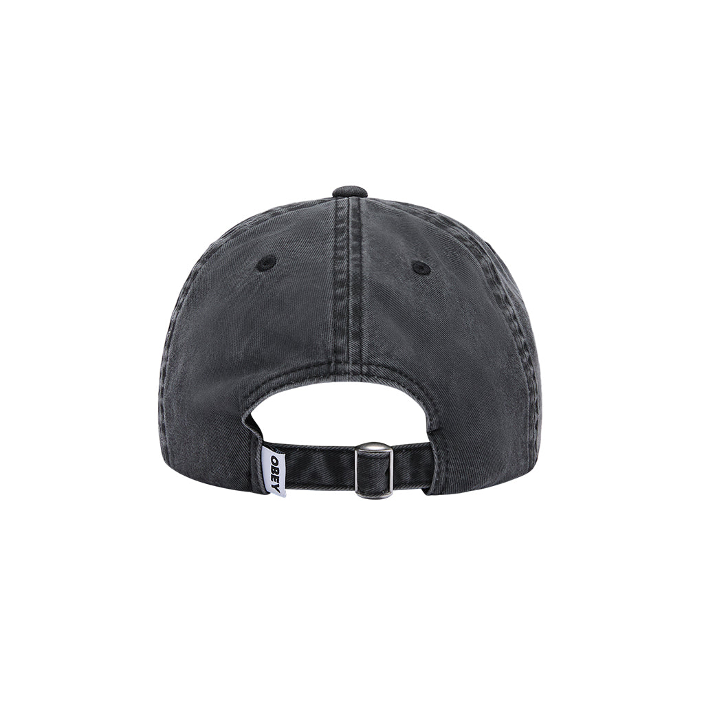 Black cap with a strap on a white background