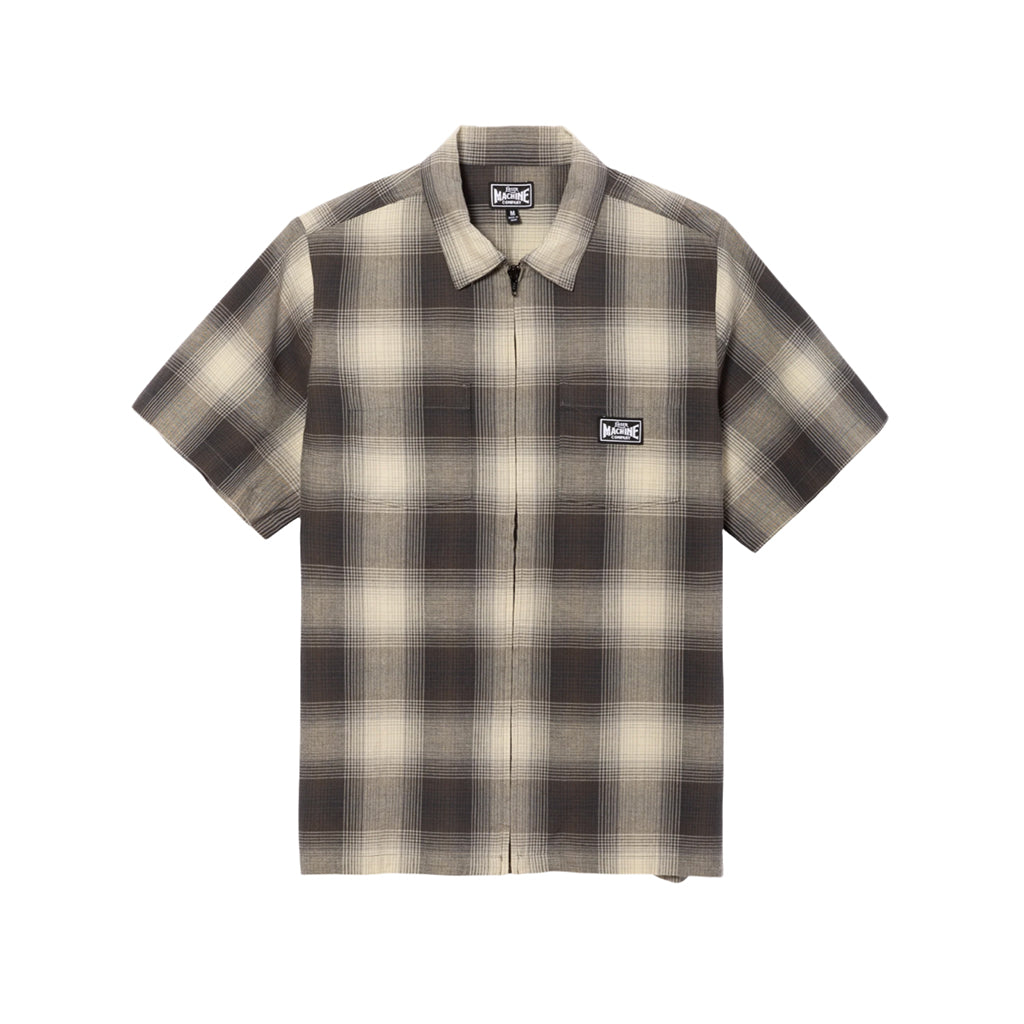 Plaid shirt with Loser Machine logo on a white background