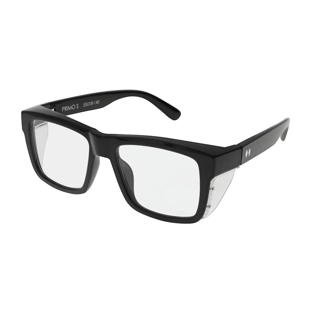 Black glasses on a white background