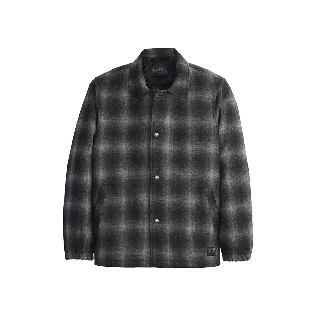 Plaid jacket with a brand logo on a white background