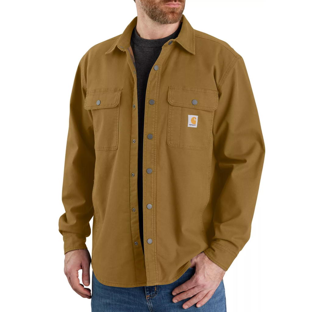 Rugged Flex Relaxed Fit Canvas Fleece-Lined Shirt Jacket Oak Brown