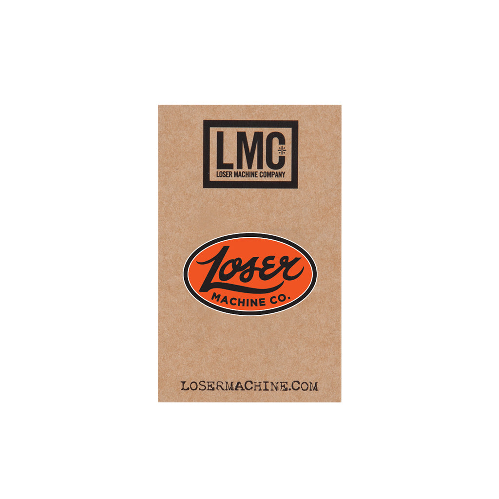 Kraft paper packaging with 'LMC' and 'Loser Machine Co.' logos on a white background