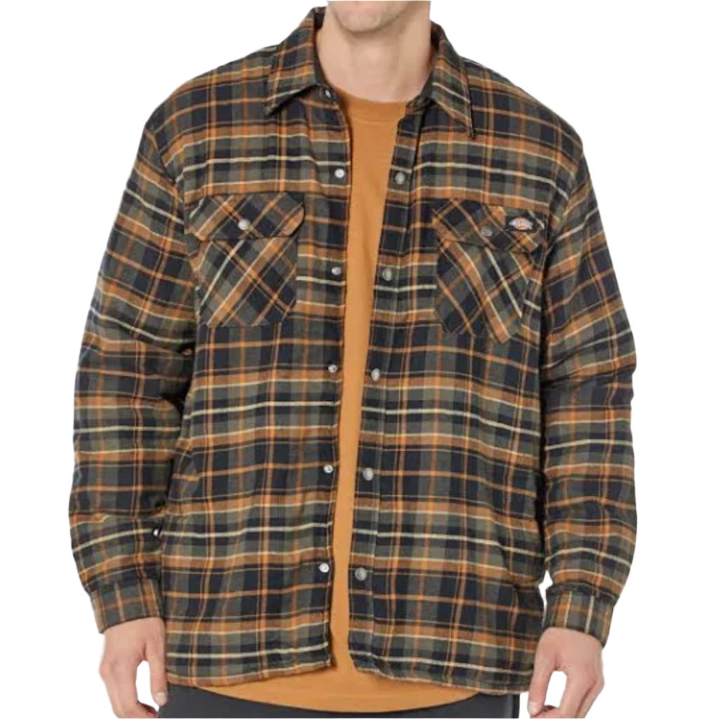 Sherpa Lined Flannel Shirt JKT Moss/Black Plaid