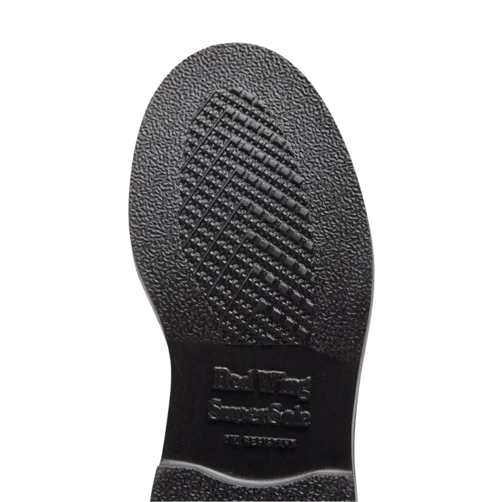 bottom heel of Red Wing classic Moc Toe boots in Black Chrome color