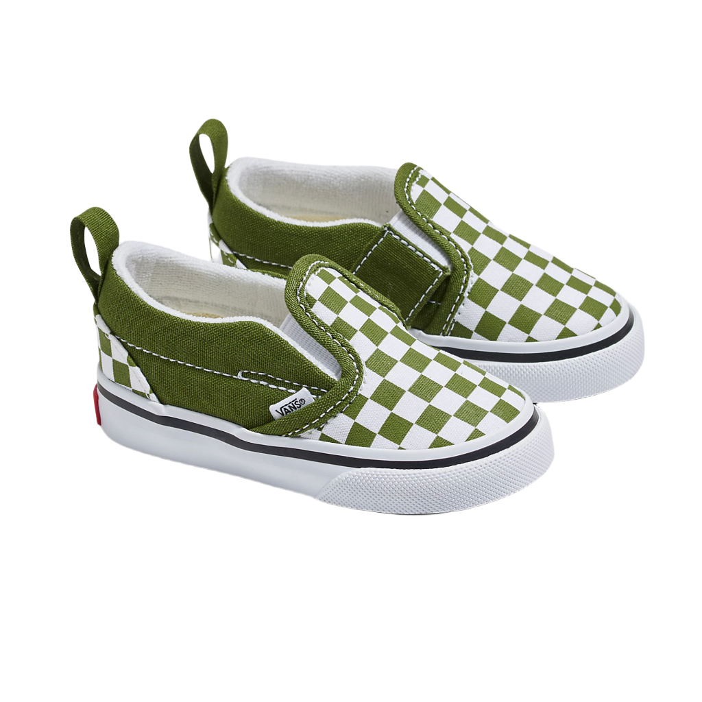 Vans Toddlers Slip-On V Color Theory Checkerboard Pesto Green