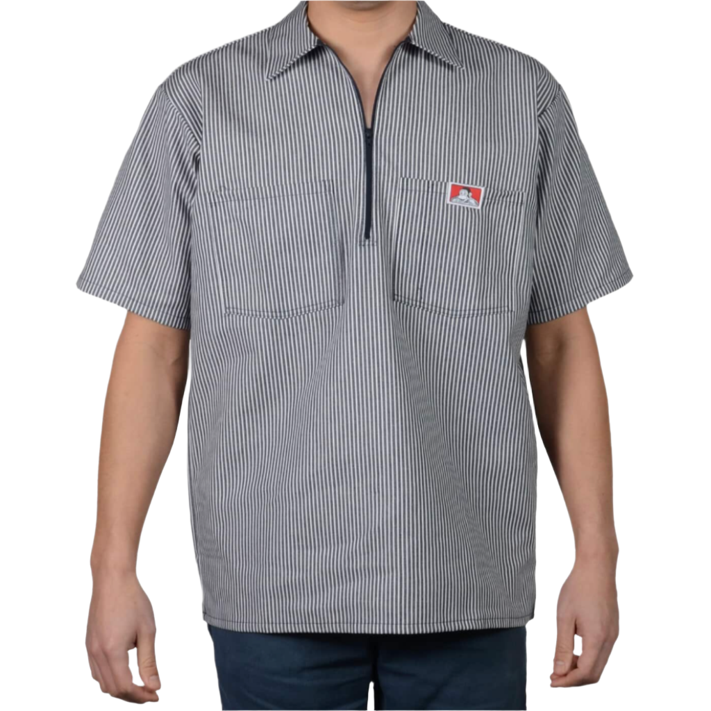 Half Zip Short Sleeve Stripe Navy