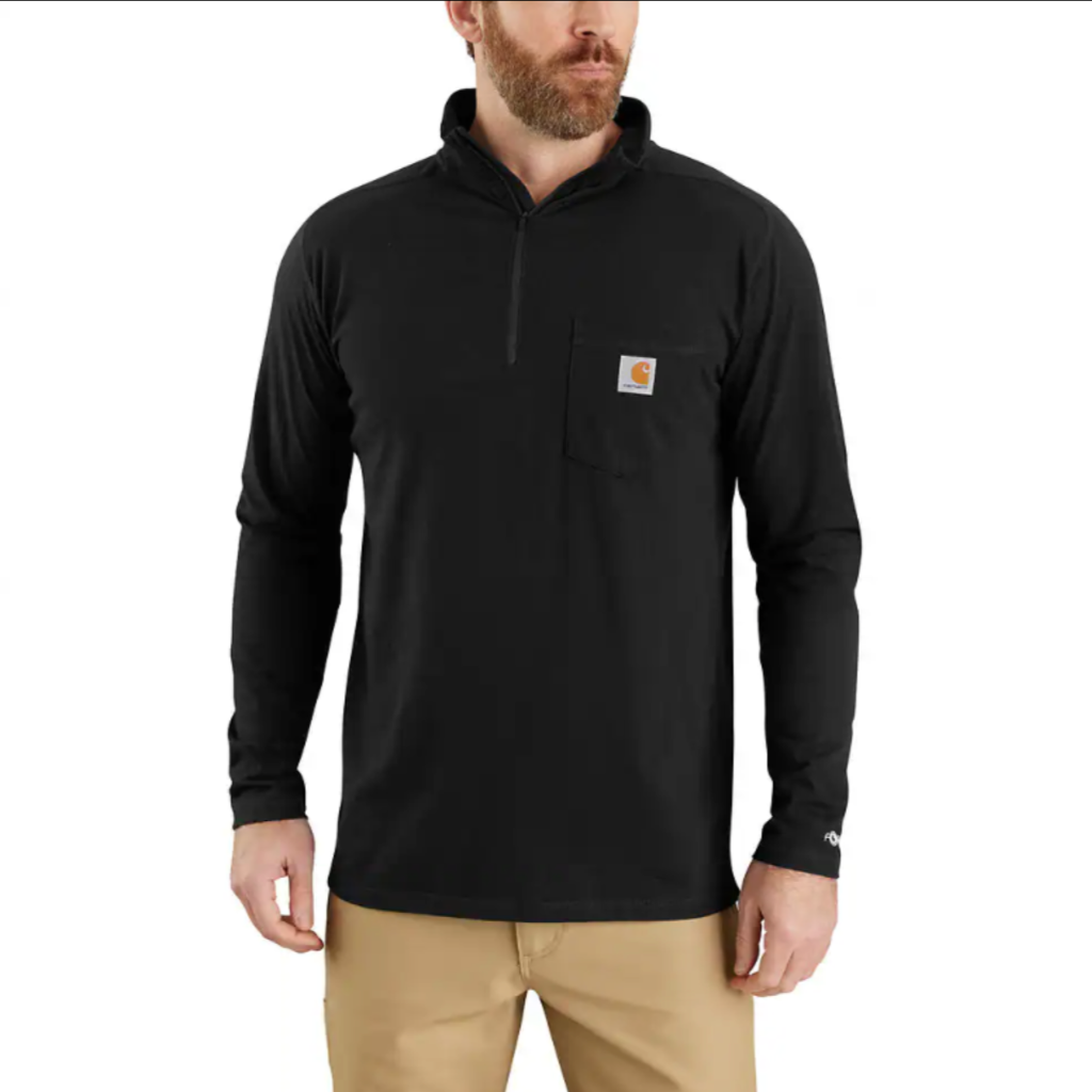 Carhartt Black Quarter Zip Mock Neck L/S Midweight