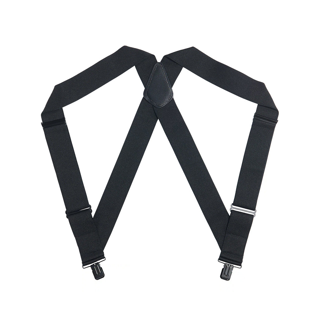 Black suspenders on a white background