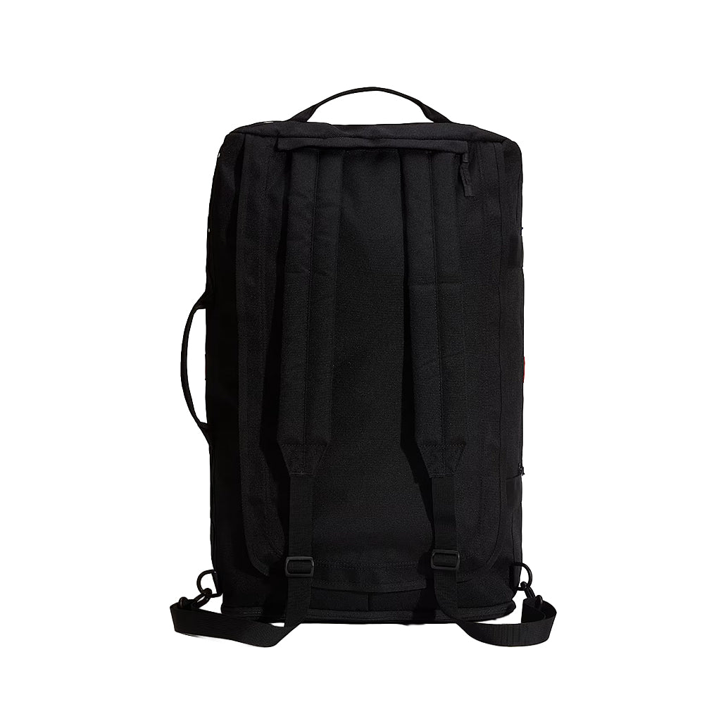 Black backpack on a white background