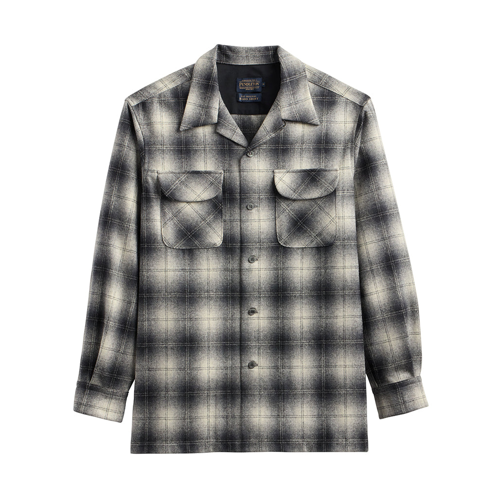 Plaid shirt with a brand logo on a white background