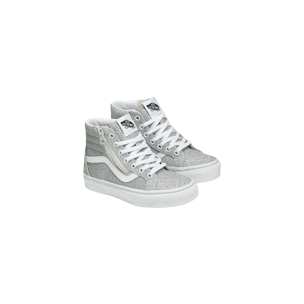 Toddlers Sk8-Hi Reissue Side Zip Glitter Silver/True White